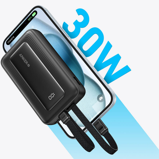 Zunanja baterija Anker PowerCore, 10000mAh, 30W, QC + PD, 1 x Lightning - 1 x USB-A - 2 x USB-C, Črna A1680G11