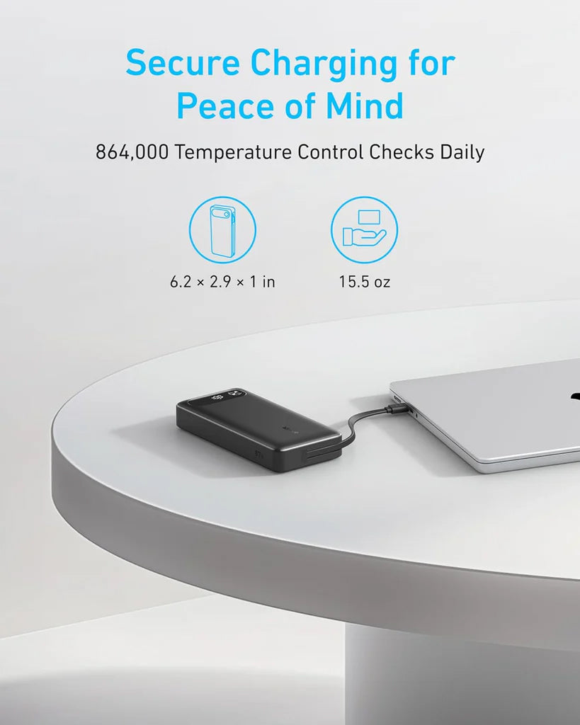 Zunanja baterija Anker PowerCore, 20000mAh, 87W, QC + PD, 1 x USB-A - 2 x USB-C, Črna A1383H11