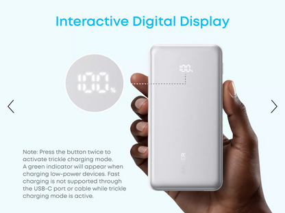 Zunanja baterija Anker Zolo, 10000mAh, 22.5W, QC + PD, 1 x USB-A - 2 x USB-C, Bela A110DH21