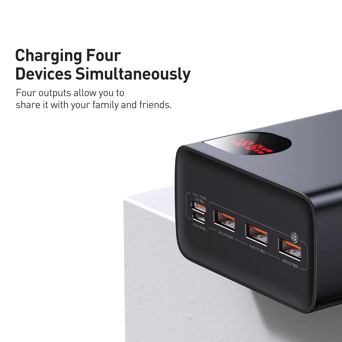 Zunanja baterija Baseus Adaman, 40000mAh, 22.5W, QC + PD, 1 x USB-C - 3 x USB-A, Črna