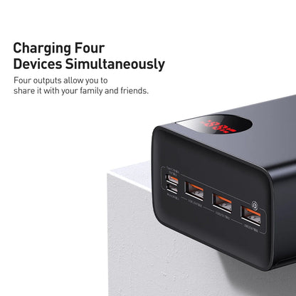 Zunanja baterija Baseus Adaman, 40000mAh, 22.5W, QC + PD, 1 x USB-C - 3 x USB-A, Črna