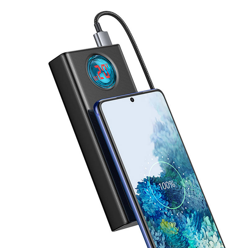 Zunanja baterija Baseus Amblight Digital Display, 30000mAh, 65W, QC + PD, 1 x USB-C - 4 x USB-A, Črna PPLG000101