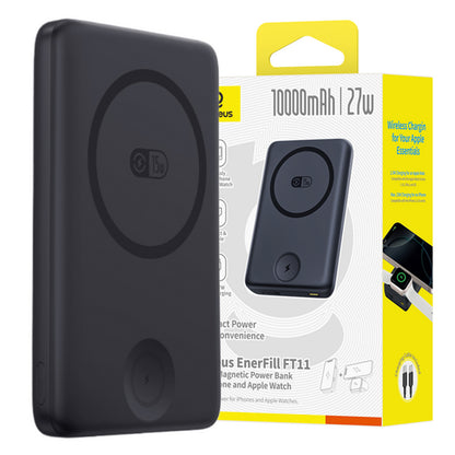 Zunanja baterija Baseus Bank EnerFill FT11, 10000mAh, 27W, PD + QI + FQI, 2 x QI - 1 x USB-C, Črna P1008210G123-00