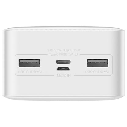 Zunanja baterija Baseus Bipow, 30000mAh, 15W, 1 x USB-C - 2 x USB-A, Bela PPBD050202