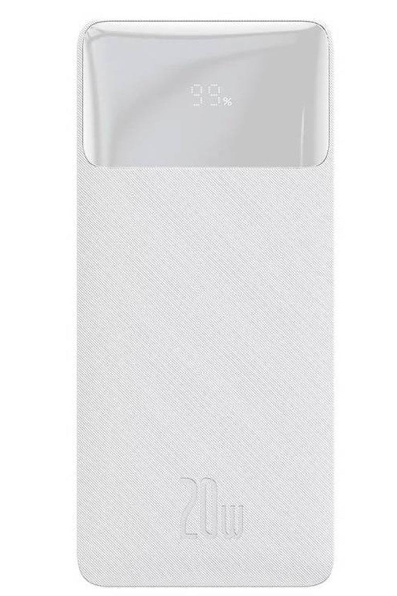 Zunanja baterija Baseus Bipow, 10000mAh, 20W, QC + PD, 1 x USB-C - 2 x USB-A, Bela PPBD050502