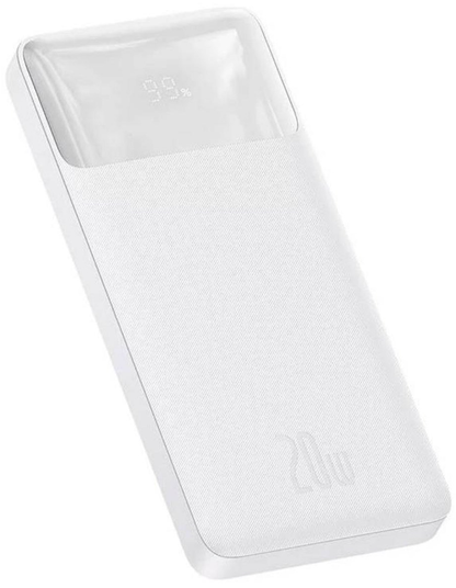 Zunanja baterija Baseus Bipow, 10000mAh, 20W, QC + PD, 1 x USB-C - 2 x USB-A, Bela PPBD050502