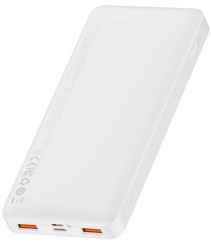 Zunanja baterija Baseus Bipow, 10000mAh, 20W, QC + PD, 1 x USB-C - 2 x USB-A, Bela PPBD050502