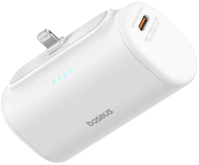 Zunanja baterija Baseus Compact, 5000mAh, 20W, PD, 1 x Lightning - 1 x USB-C, Bela P10068307213-00