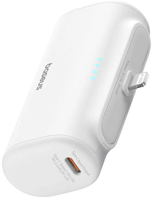Zunanja baterija Baseus Compact, 5000mAh, 20W, PD, 1 x Lightning - 1 x USB-C, Bela P10068307213-00