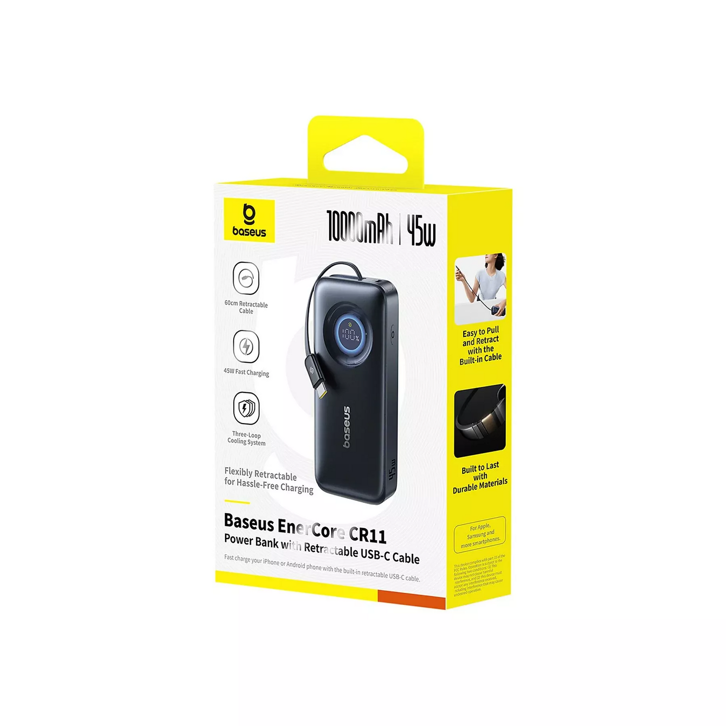 Zunanja baterija Baseus EnerCore CR11, 10000mAh, 45W, PD, 2 x USB-C, črna E0027G01