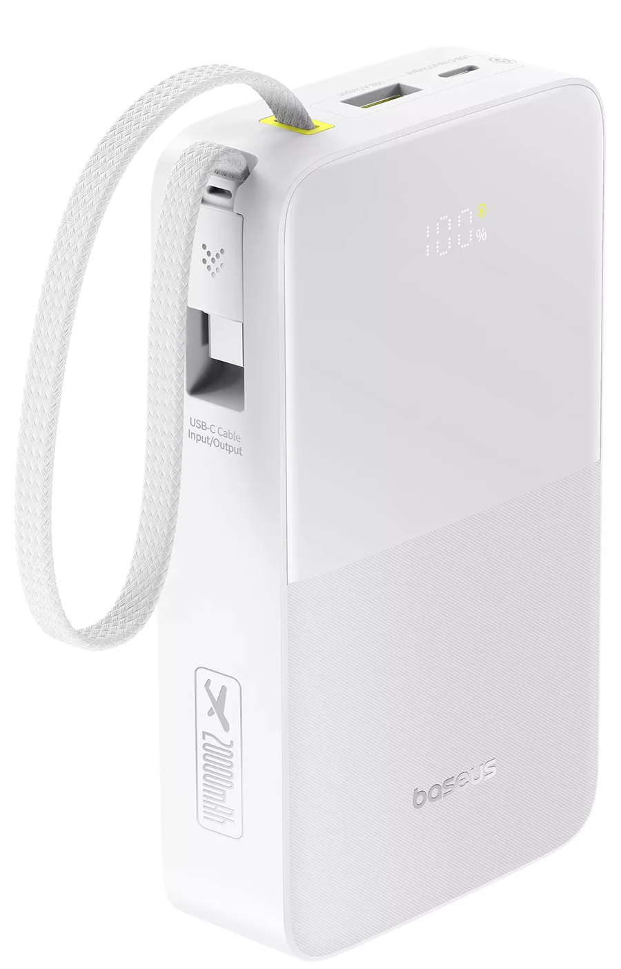 Zunanja baterija Baseus EnerFill Bipow2 Pro, 20000mAh, 22.5W, QC + PD, 1 x USB-A - 2 x USB-C, Bela E0027700