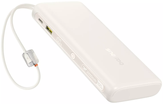 Zunanji akumulator Baseus EnerFill FC41, 20000mAh, 100W, QC + PD, 1 x USB-A - 3 x USB-C, Bela E0028N04