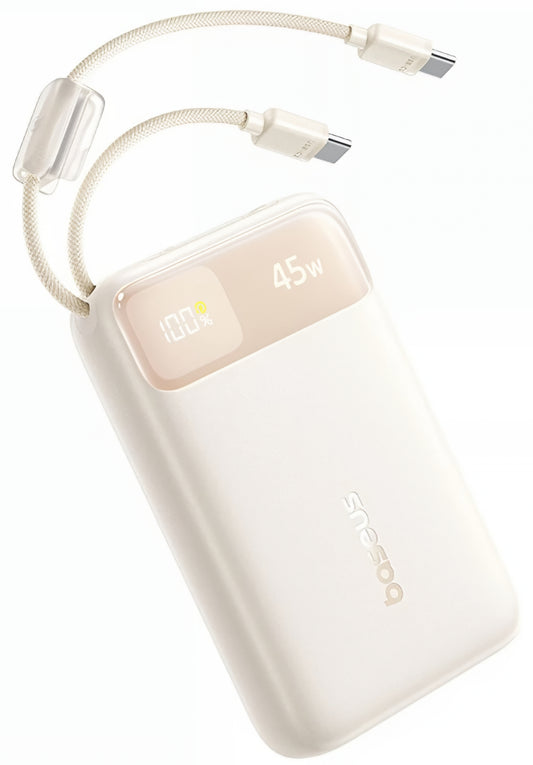 Baseus EnerFill FC11 External Battery, 20000mAh, 45W, QC + PD, 1 x USB-A - 3 x USB-C, Beige E0031101