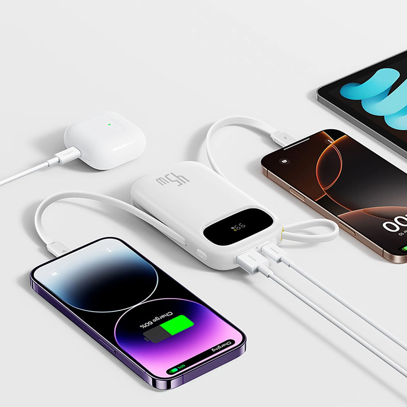 Zunanja baterija Baseus EnerFill FC31, 20000mAh, 45W, QC + PD, 1 x Lightning - 1 x USB-A - 2 x USB-C, Bela E0028D01