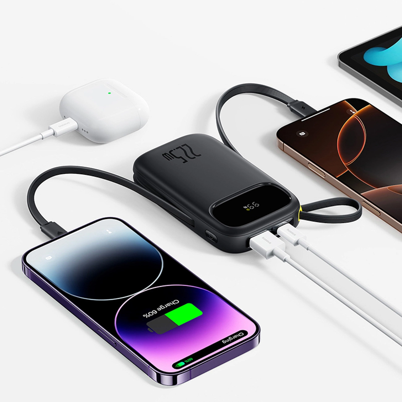 Zunanja baterija Baseus EnerFill FC31, 10000mAh, 22.5W, QC + PD, 1 x Lightning - 1 x USB-A - 2 x USB-C, Črna