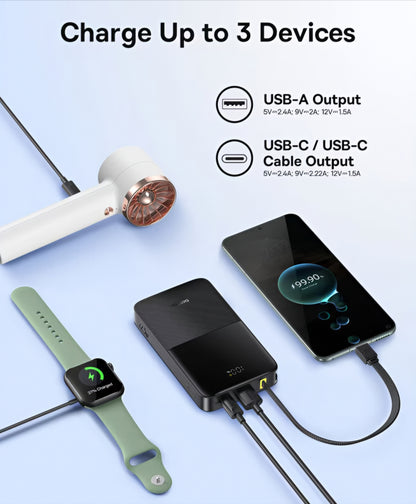 Zunanja baterija Baseus EnerFill Bipow2 Pro, 10000mAh, 22.5W, QC + PD, 1 x USB-A - 2 x USB-C, Črna E0027600