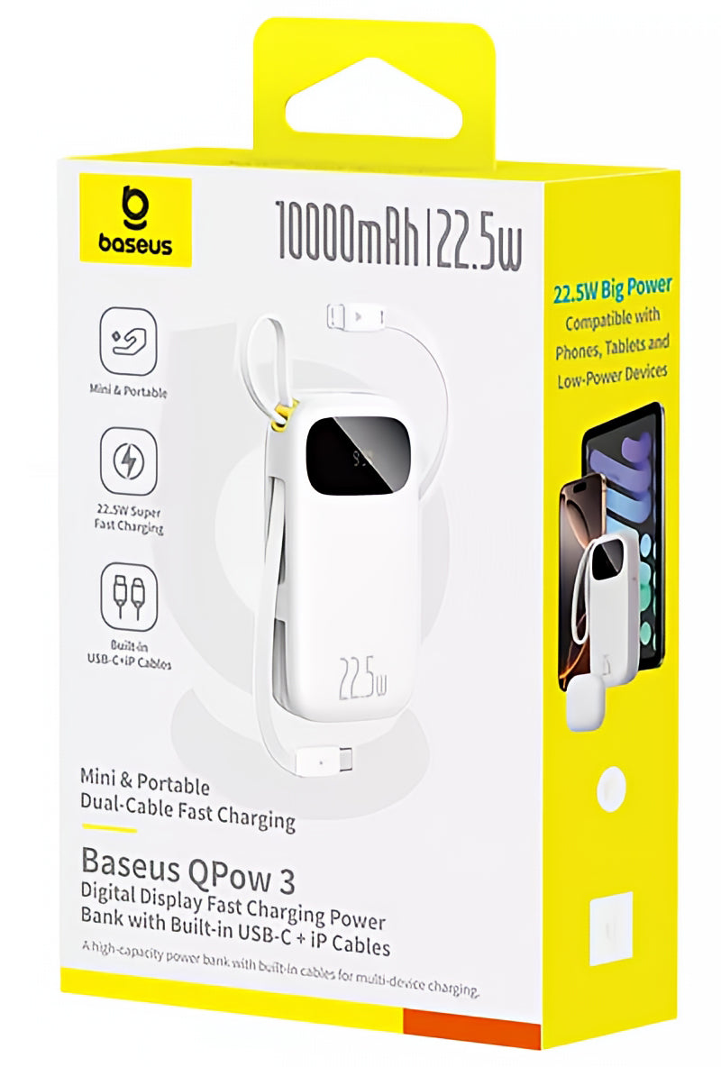 Zunanji akumulator Baseus EnerFill FC31, 10000mAh, 22,5W, QC + PD, 1 x Lightning - 1 x USB-A - 2 x USB-C, Bela P10082106213-00