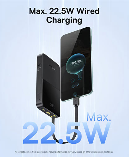 Zunanja baterija Baseus EnerFill Bipow2 Pro, 10000mAh, 22.5W, QC + PD, 1 x USB-A - 2 x USB-C, Črna E0027600