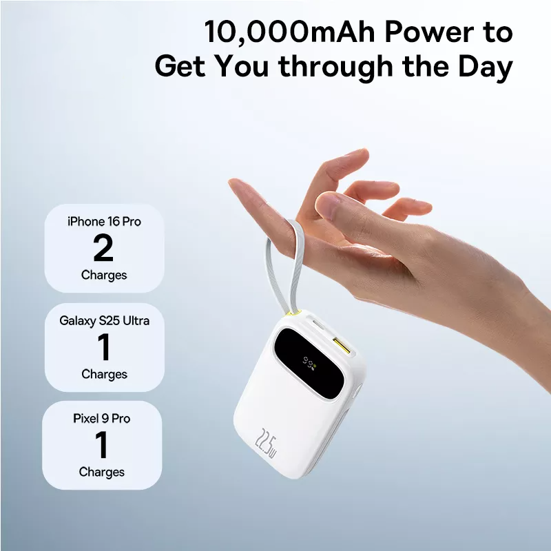 Zunanji akumulator Baseus EnerFill FC31, 10000mAh, 22,5W, QC + PD, 1 x Lightning - 1 x USB-A - 2 x USB-C, Bela P10082106213-00