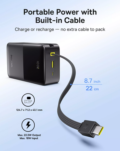 Zunanja baterija Baseus EnerFill Bipow2 Pro, 30000mAh, 22.5W, QC + PD, 1 x USB-A - 2 x USB-C, Črna E0028100