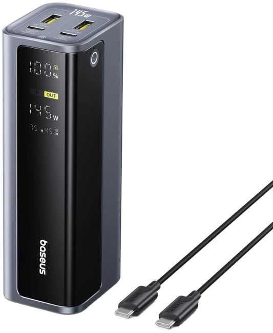 Zunanja baterija Baseus EnerGeek GP12, 20800mAh, 145W, QC + PD, 2 x USB-A - 2 x USB-C, Siva P10082109813-00