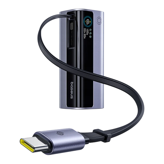 Zunanja baterija Baseus EnerGeek GR11, 10000mAh, 100W, QC + PD, 1 x USB-A - 2 x USB-C, Siva E0027A01