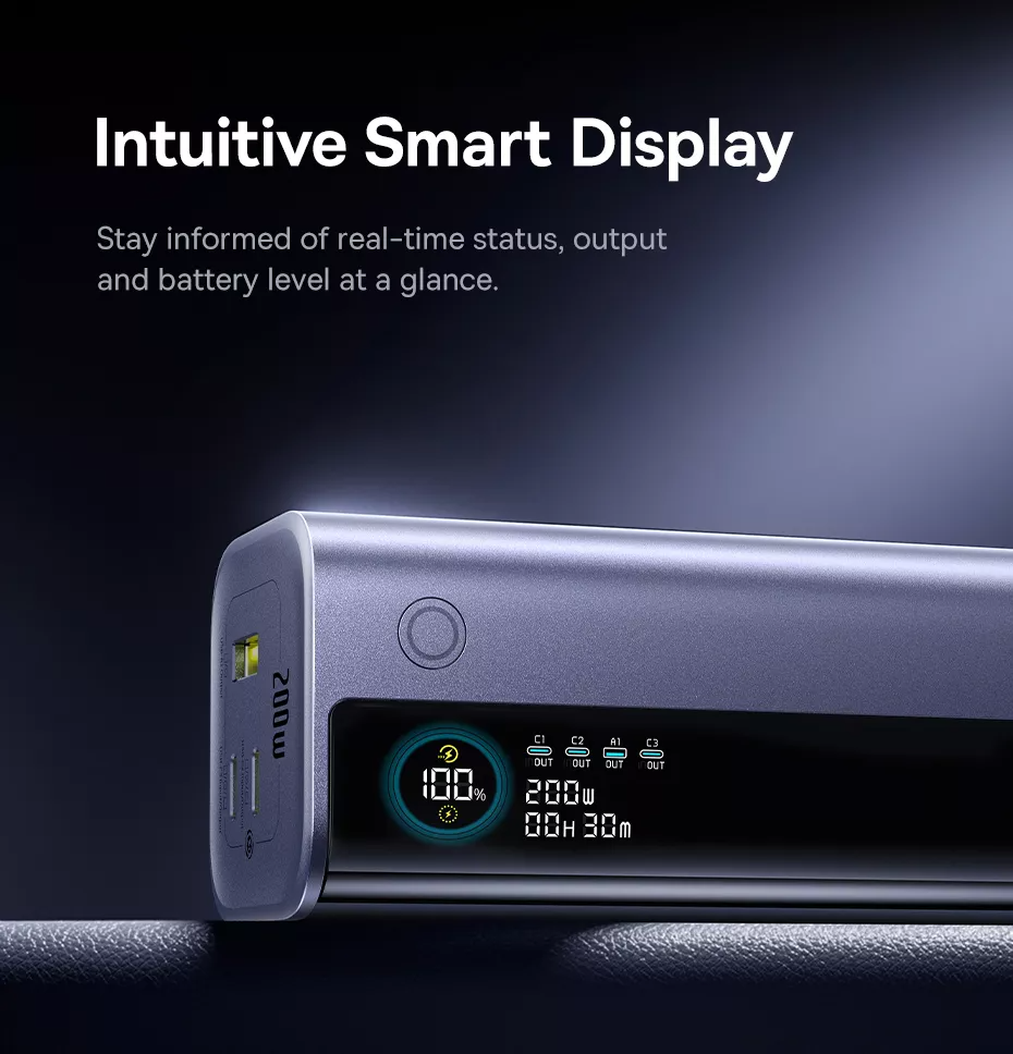 Zunanji akumulator Baseus EnerGeek GR11, 25000mAh, 200W, QC + PD, 1 x USB-A - 3 x USB-C, Siva E0028Q00