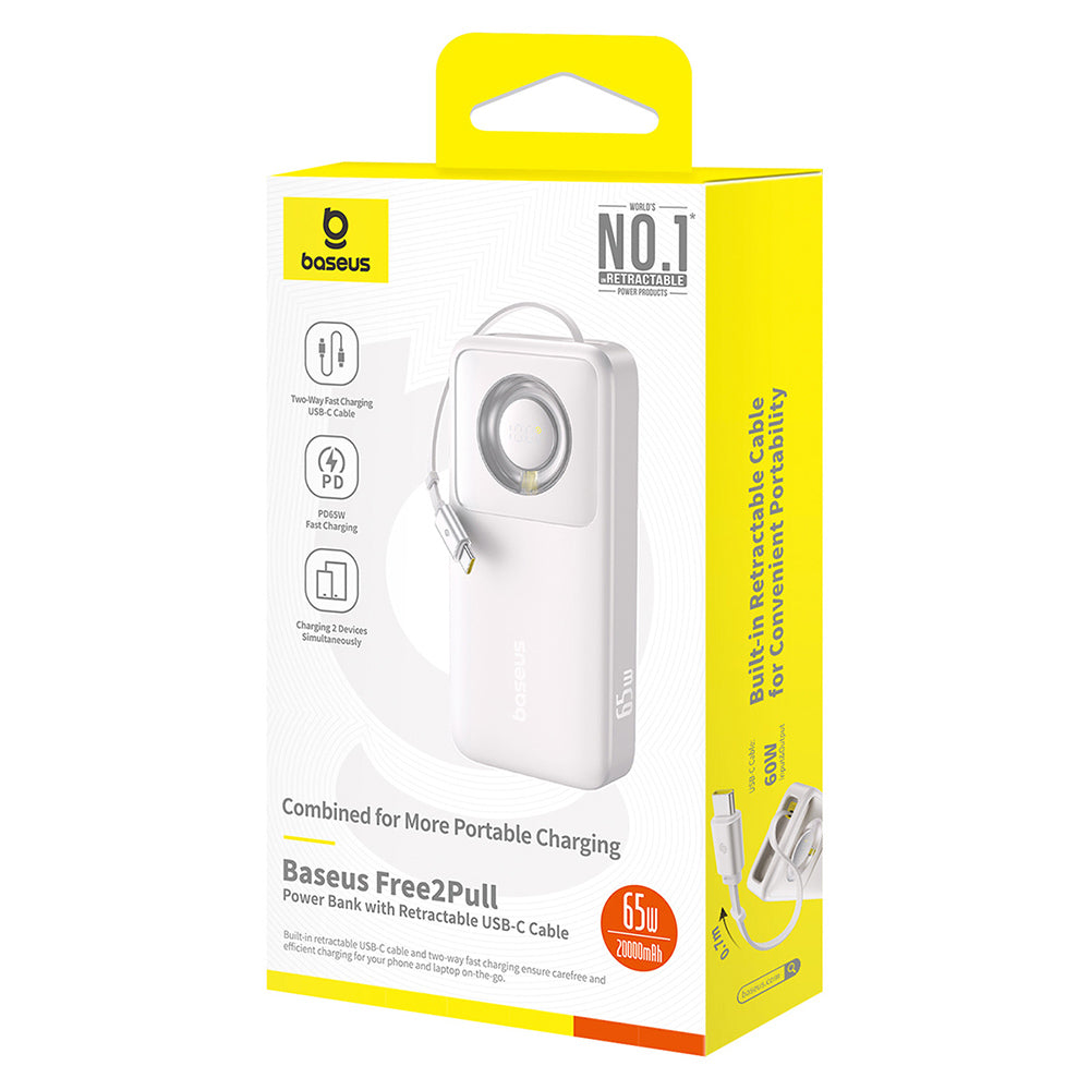 Zunanja baterija Baseus Free2Pull, 20000mAh, 65W, PD, 2 x USB-C, siva P10073700843-00