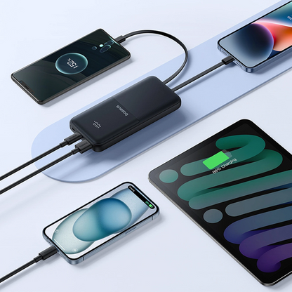 Zunanja baterija Baseus Lipow, 10000mAh, 22.5W, QC + PD, 1 x Lightning - 1 x USB-A - 2 x USB-C, Črna P10079101123-00