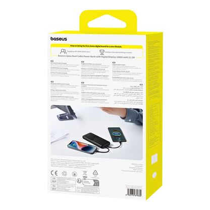 Zunanja baterija Baseus Lipow, 10000mAh, 22.5W, QC + PD, 1 x Lightning - 1 x USB-A - 2 x USB-C, Črna P10079101123-00