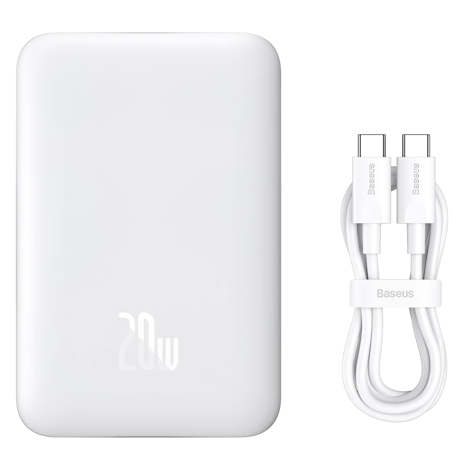 Zunanja baterija Baseus Magnetic Mini, 10000mAh, 20W, PD + FQI, 1 x USB-C, Bela P10059001223-00