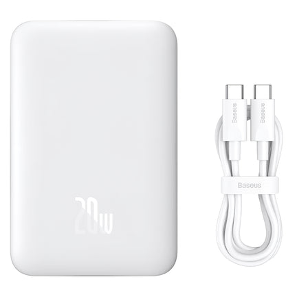Zunanja baterija Baseus Magnetic Mini, 10000mAh, 20W, PD + FQI, 1 x USB-C, Bela P10059001223-00