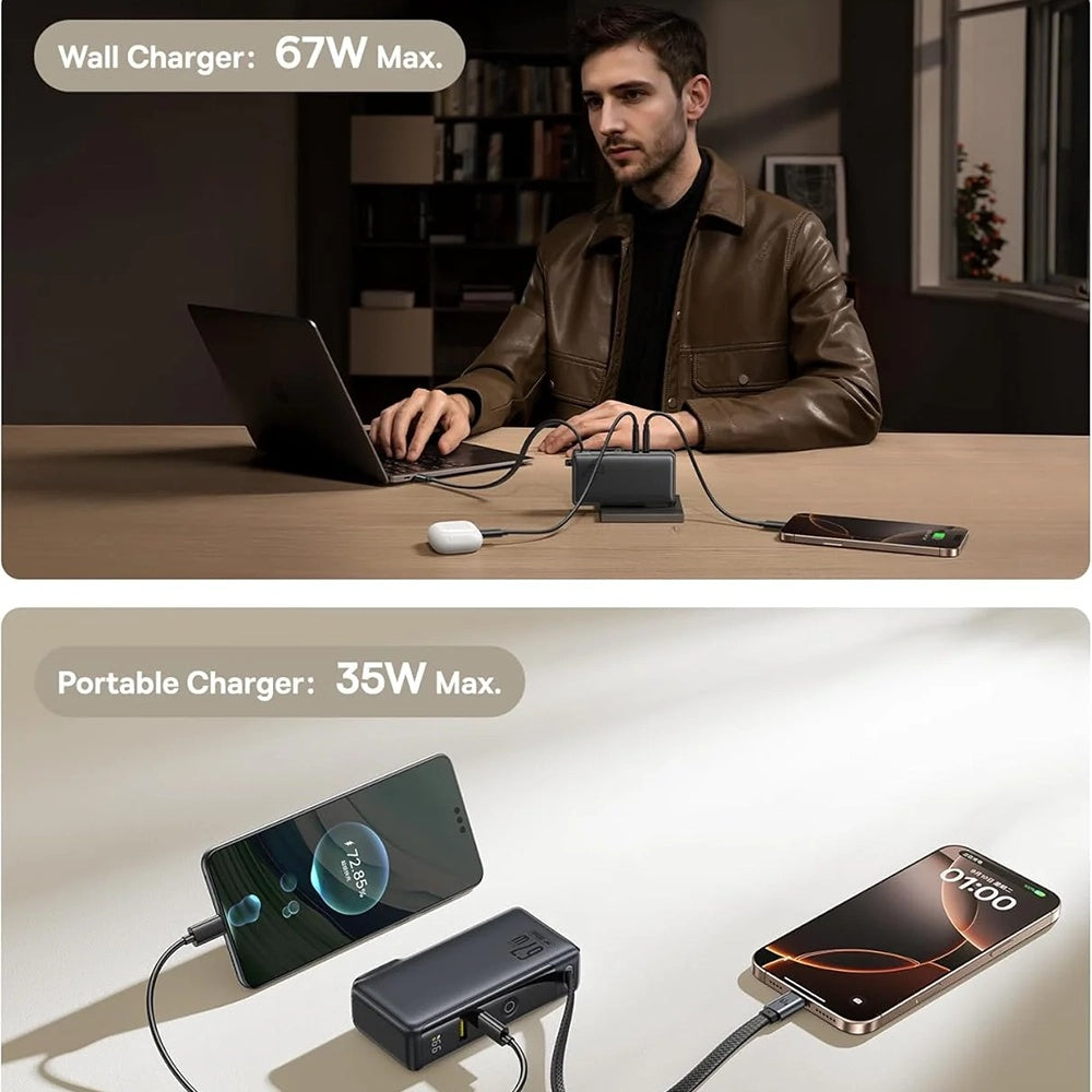 Zunanja baterija Baseus Nomos NT11 Omni US, 10000mAh, 67W, QC + PD, 1 x USB-A - 2 x USB-C, Črna P10078807123-00