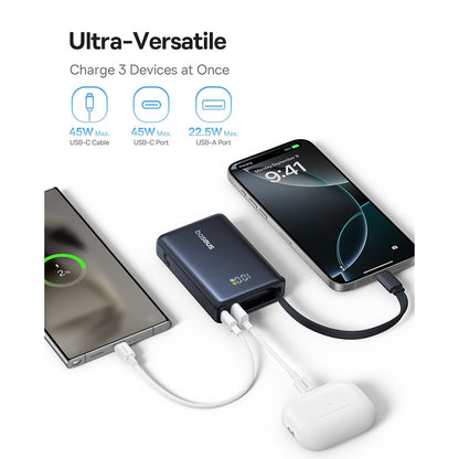 Zunanja baterija Baseus PicoGo, 10000mAh, 45W, QC + PD, 1 x USB-A - 2 x USB-C, Črna P10076803123-00