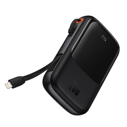 Zunanja baterija Baseus Qpow Pro, 10000mAh, 20W, QC + PD, 1 x Lightning - 1 x USB-A - 1 x USB-C, Črna PPQD020001