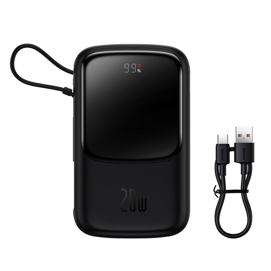 Zunanja baterija Baseus Qpow Pro, 10000mAh, 20W, QC + PD, 1 x Lightning - 1 x USB-A - 1 x USB-C, Črna PPQD020001