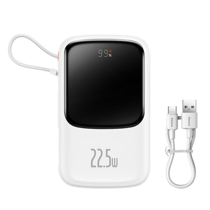 Zunanja baterija Baseus Qpow Pro, 10000mAh, 22.5W, QC + PD, 1 x USB-A - 2 x USB-C, Bela PPQD020102
