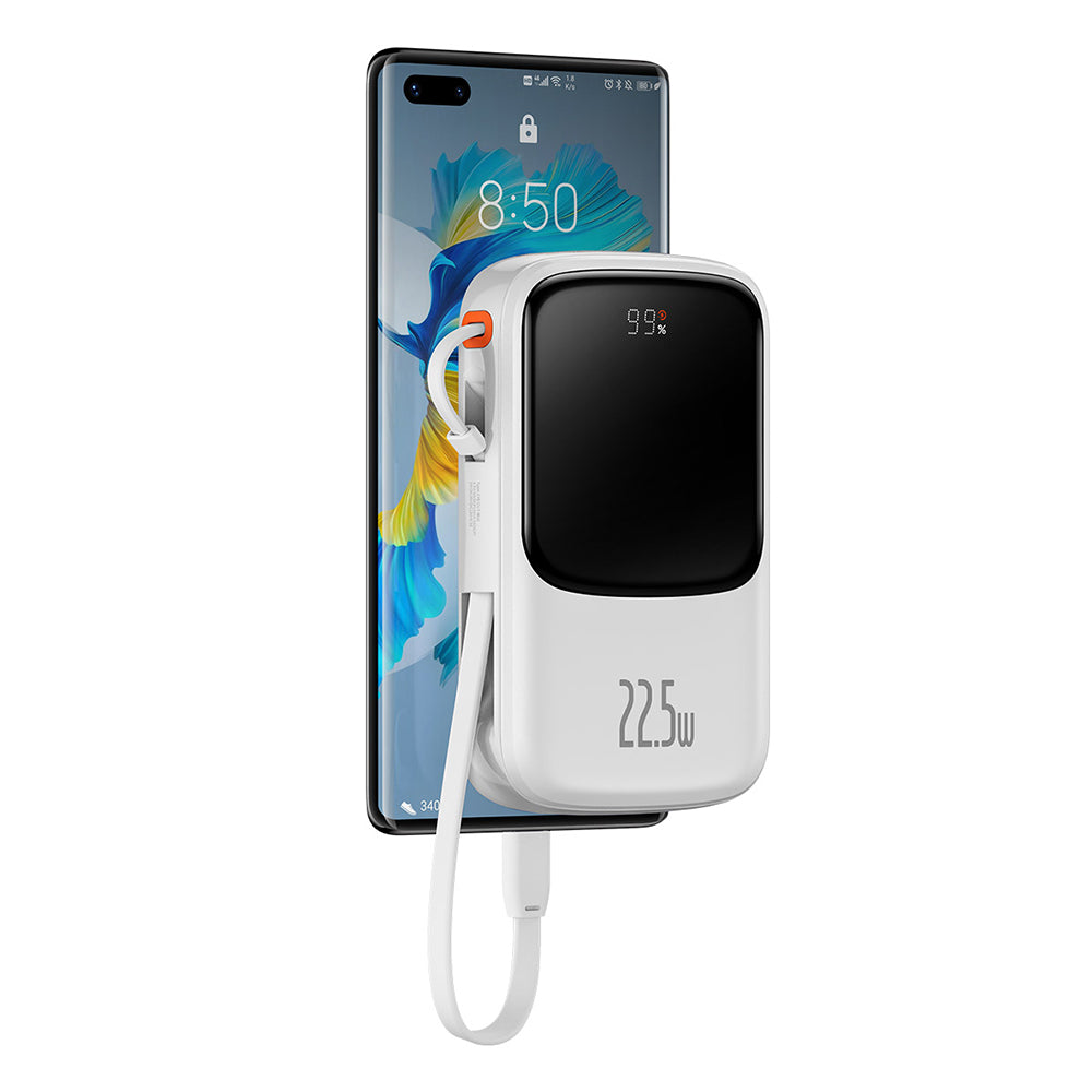 Zunanja baterija Baseus Qpow Pro, 10000mAh, 22.5W, QC + PD, 1 x USB-A - 2 x USB-C, Bela PPQD020102