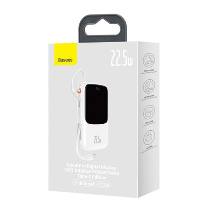 Zunanja baterija Baseus Qpow Pro, 10000mAh, 22.5W, QC + PD, 1 x USB-A - 2 x USB-C, Bela PPQD020102