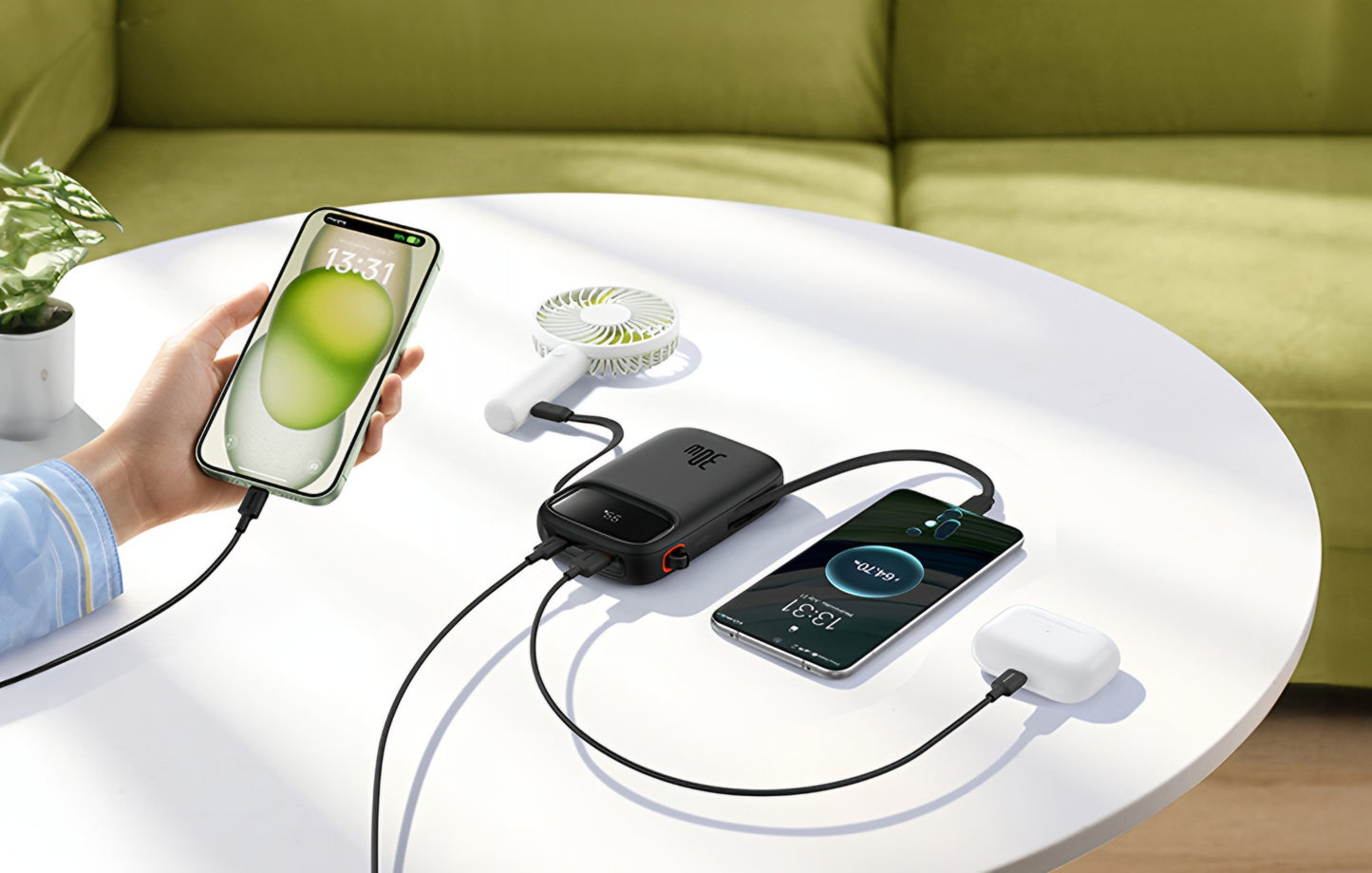 Zunanja baterija Baseus Qpow2, 20000mAh, 30W, QC + PD, 1 x USB-A - 3 x USB-C, Črna P10055009113-00