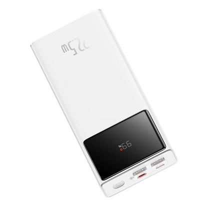 Zunanja baterija Baseus Star Lord, 30000mAh, 22.5W, QC + PD, 1 x USB-C - 2 x USB-A, Bela PPXJ080102