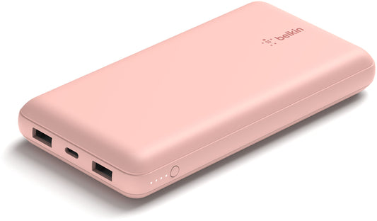 Zunanji akumulator Belkin BoostCharge, 20000mAh, 15W, 1 x USB-C - 2 x USB-A, rožnato zlata BPB012btRG