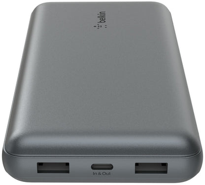 Zunanji akumulator Belkin BoostCharge Pro, 20000mAh, 15W, 1 x USB-C - 2 x USB-A, Siva BPB012btGY