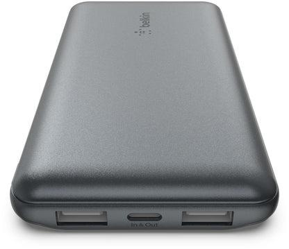 Zunanji akumulator Belkin BoostCharge, 10000mAh, 15W, 1 x USB-C - 2 x USB-A, Siva BPB011btGY