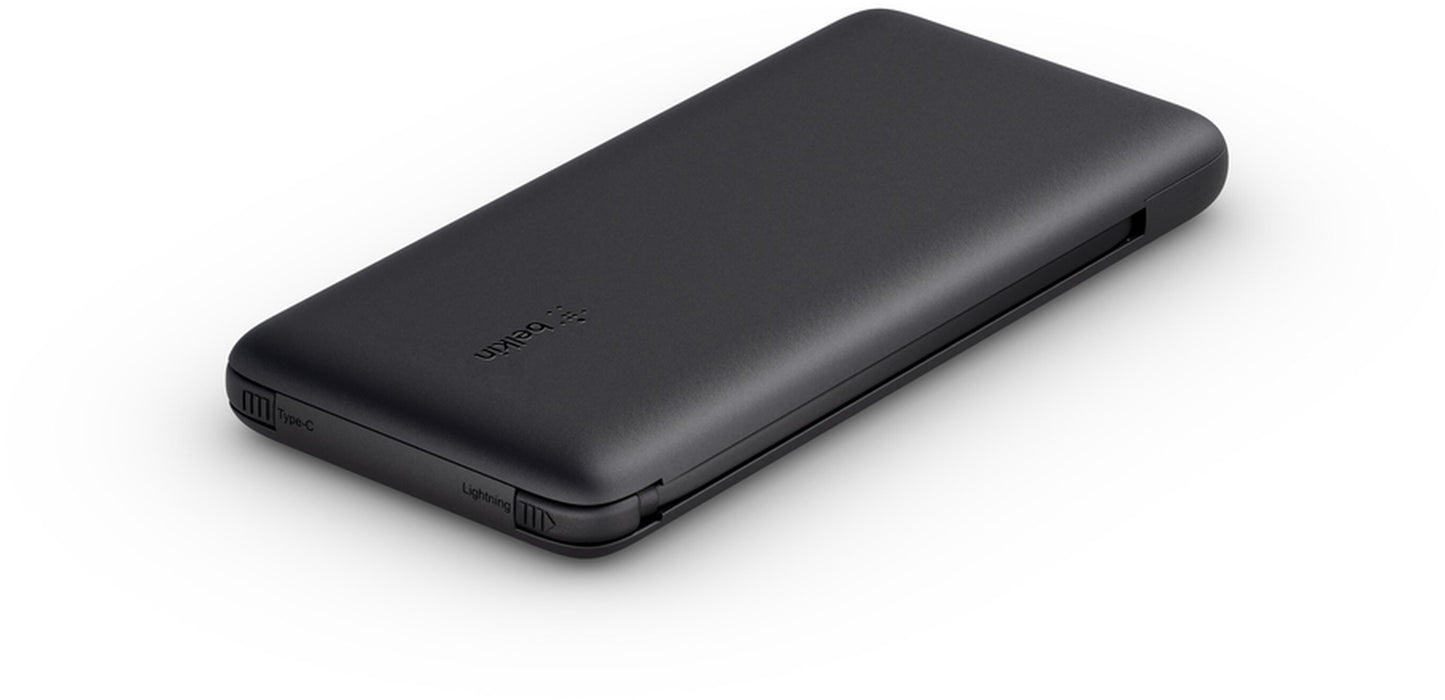 Zunanji akumulator Belkin BoostCharge Plus, 10000mAh, 23W, QC + PD, 1 x Lightning - 2 x USB-C, Črn BPB006btBLK
