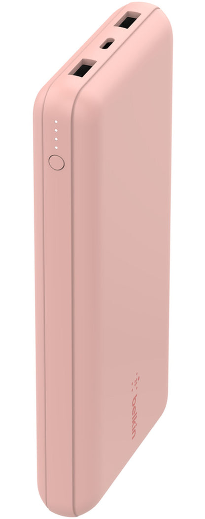 Zunanji akumulator Belkin BoostCharge, 20000mAh, 15W, 1 x USB-C - 2 x USB-A, rožnato zlata BPB012btRG