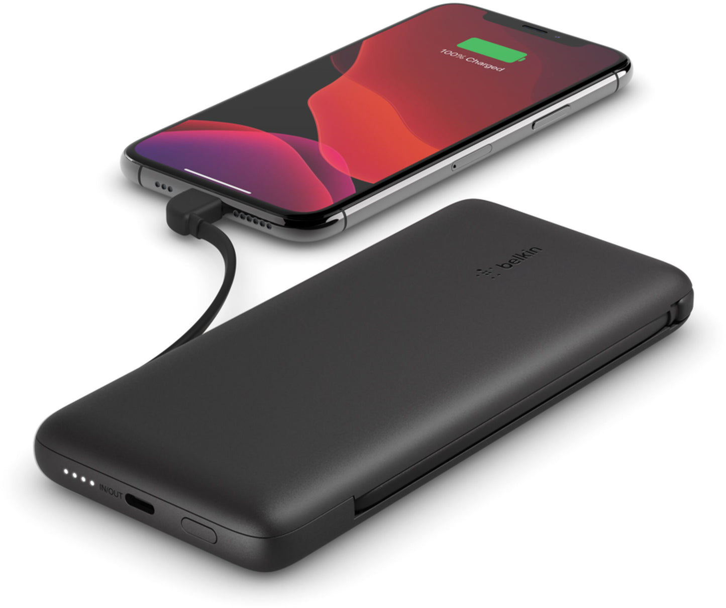 Zunanji akumulator Belkin BoostCharge Plus, 10000mAh, 23W, QC + PD, 1 x Lightning - 2 x USB-C, Črn BPB006btBLK