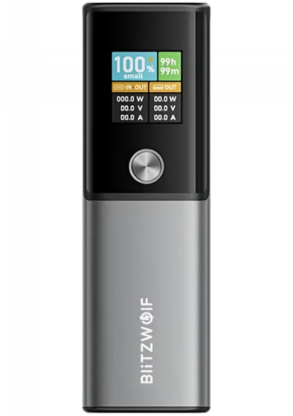 Zunanji akumulator BlitzWolf BW-P23, 14000mAh, 100W, QC + PD, 1 x USB-A - 1 x USB-C, Siva