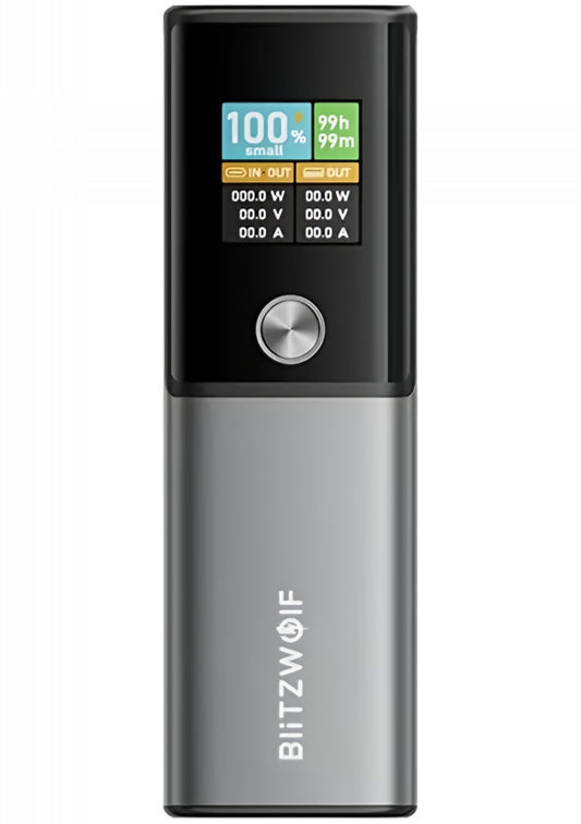 Zunanji akumulator BlitzWolf BW-P23, 14000mAh, 100W, QC + PD, 1 x USB-A - 1 x USB-C, Siva