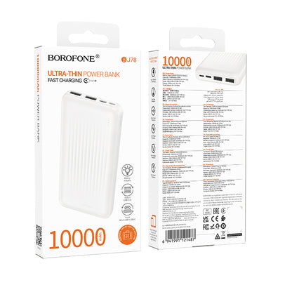 Zunanja baterija Borofone BJ78 Clever, 10000mAh, 10W, 2 x USB-A, Bela